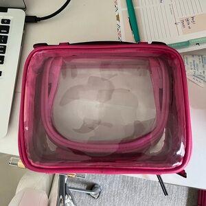 Calpak small clear cosmetics case - dragonfruit
